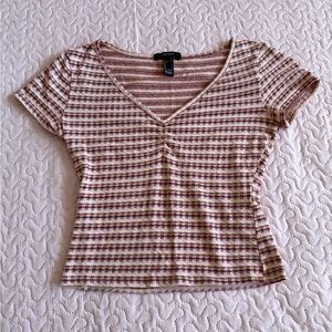 Forever 21 Striped V-Neck Tee